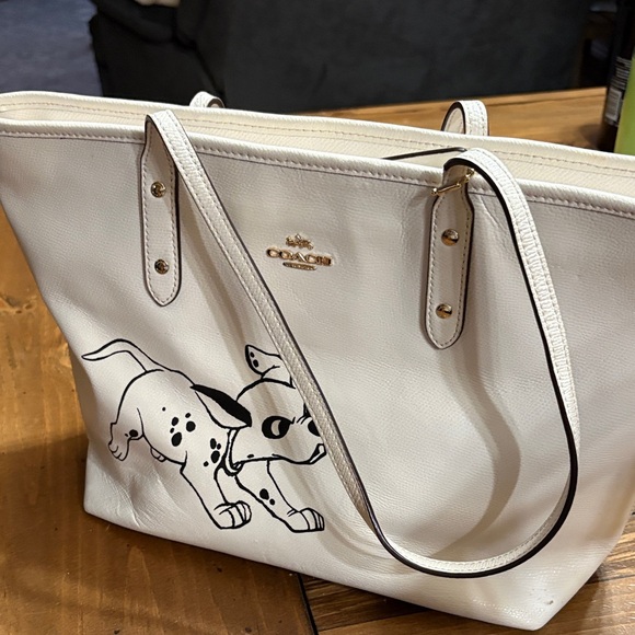 Custom Coach Cream Tote with Dalmatian Print dog - Picture 8 of 12